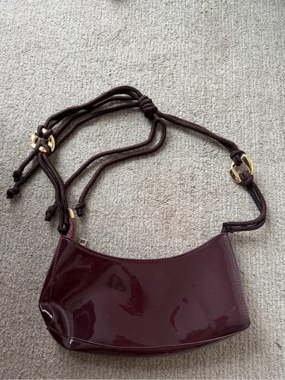 PrettyLittleThing Burgundy Patent Shoulder Bag